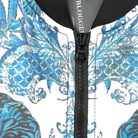 Pam & Gela F/19 Jagger Tiger-Print Neck Tie Cropped Track Jacket - Picture 7 of 11